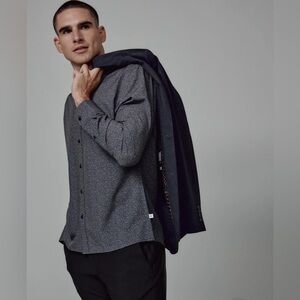 7DIAMONDS Nolan 4 Way‎ Stretch Long Sleeve Button Down Shirt Black Large